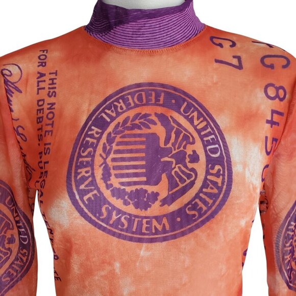 No 1 Los Angeles Bodycon $100 Orange Purple Sheer Y2K Mesh Long Maxi Dress L - Picture 5 of 16